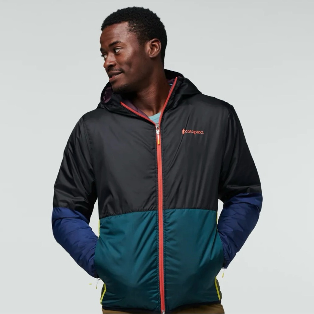 Cotopaxi Men’s Colorblock Reversible Hooded Jacket - Black/Teal/Blue size XXL